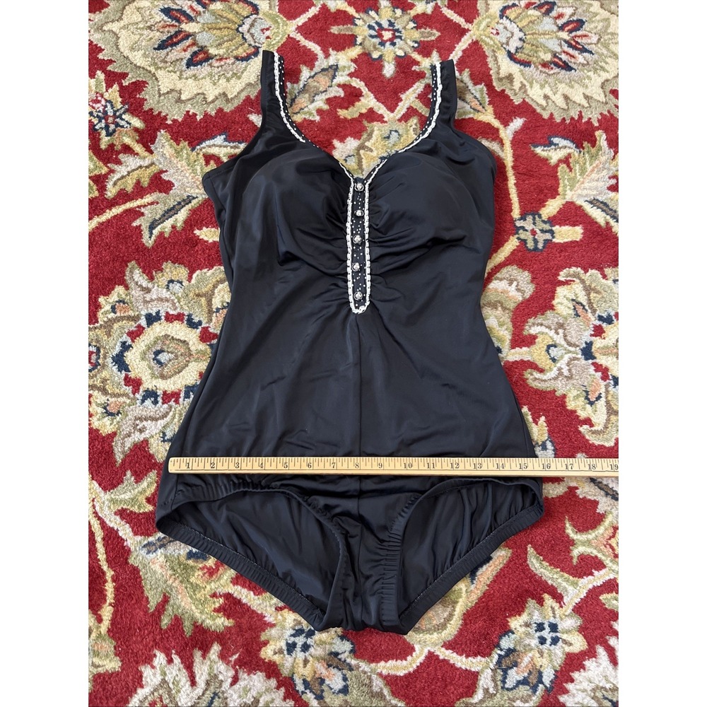 Vtg  Maxine Of Hollywood Swimsuit 14  Beach Tropical One Piece Rockabilly Retro - Picture 5 of 12